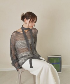 【未使用】アメリ GLITTER PRINT KNIT CARDIGAN セール】GLITTER PRINT KNIT CARDIGAN（ニット/セーター