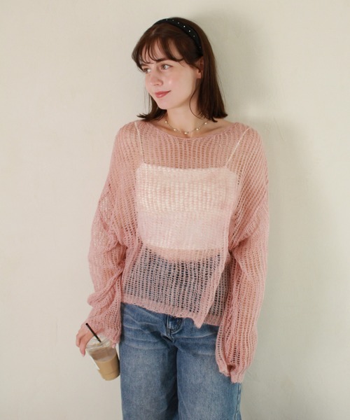 Reurie'(レウリィ)の「【4色展開】ルーズシアータイニット / 長袖 リボンタイ マルチウェイ オーバーサイズ 透け感 シンプル きれいめ 大人 カジュアル カーキ ピンク ベージュ チャコール グレー(ニット/セーター・レディース・ピンク/カーキ/ベージュ/チャコールグレー・FREE)」の18枚目の写真