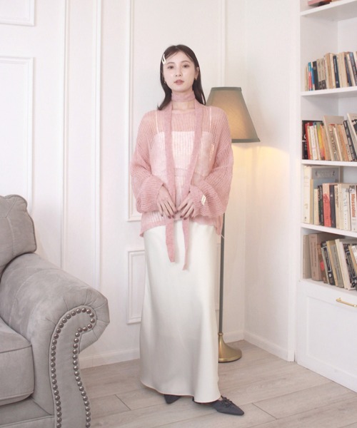 Reurie'(レウリィ)の「【4色展開】ルーズシアータイニット / 長袖 リボンタイ マルチウェイ オーバーサイズ 透け感 シンプル きれいめ 大人 カジュアル カーキ ピンク ベージュ チャコール グレー(ニット/セーター・レディース・ピンク/カーキ/ベージュ/チャコールグレー・FREE)」の9枚目の写真