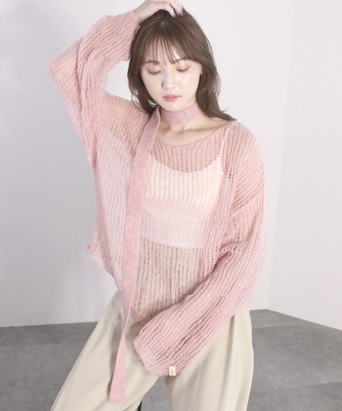 Reurie'(レウリィ)の「【4色展開】ルーズシアータイニット / 長袖 リボンタイ マルチウェイ オーバーサイズ 透け感 シンプル きれいめ 大人 カジュアル カーキ ピンク ベージュ チャコール グレー(ニット/セーター・レディース・ピンク/カーキ/ベージュ/チャコールグレー・FREE)」の14枚目の写真