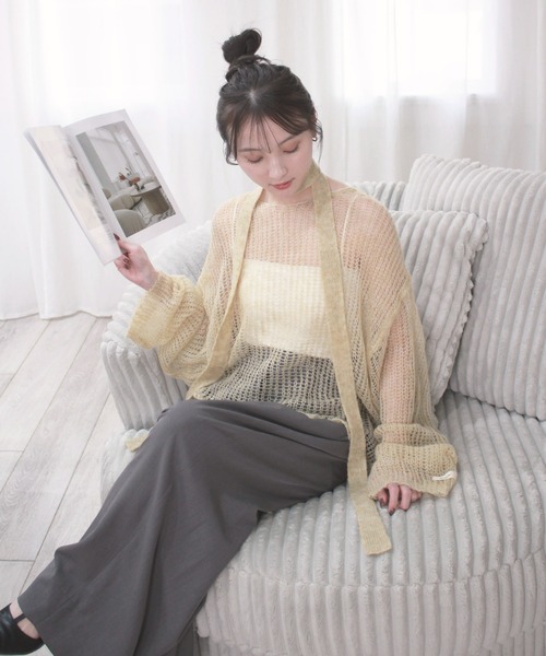 Reurie'(レウリィ)の「【4色展開】ルーズシアータイニット / 長袖 リボンタイ マルチウェイ オーバーサイズ 透け感 シンプル きれいめ 大人 カジュアル カーキ ピンク ベージュ チャコール グレー(ニット/セーター・レディース・ピンク/カーキ/ベージュ/チャコールグレー・FREE)」の16枚目の写真