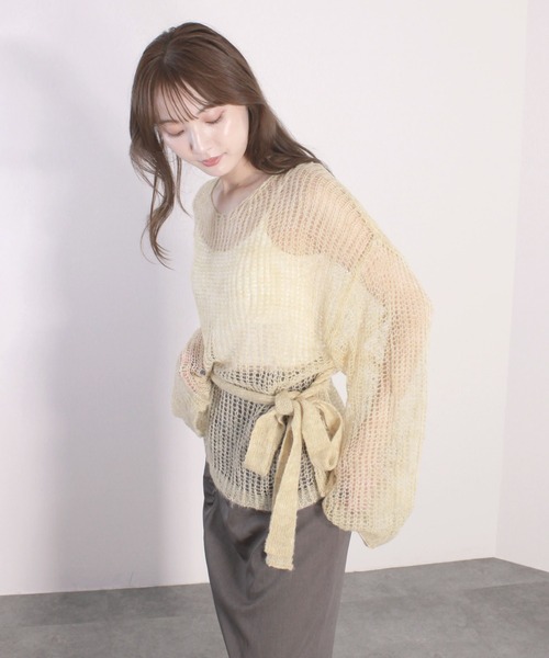Reurie'(レウリィ)の「【4色展開】ルーズシアータイニット / 長袖 リボンタイ マルチウェイ オーバーサイズ 透け感 シンプル きれいめ 大人 カジュアル カーキ ピンク ベージュ チャコール グレー(ニット/セーター・レディース・ピンク/カーキ/ベージュ/チャコールグレー・FREE)」の21枚目の写真