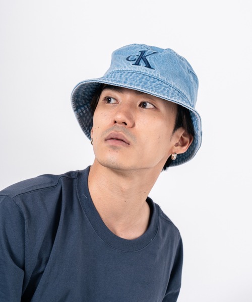 カルバンクライン バケットハット 帽子 バケハ 刺繍 デニム 青 綿 コットン CALVIN KLEIN】バケットハット 帽子 デニム ユニセックス