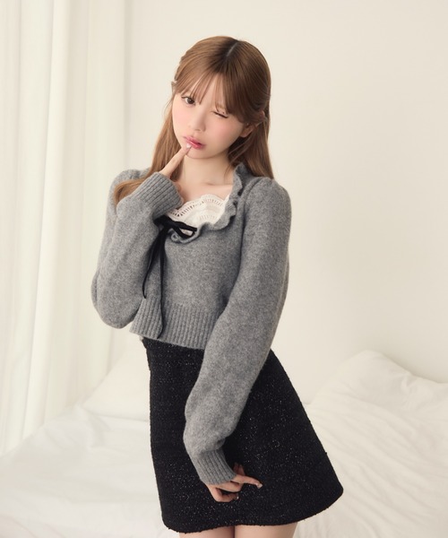フロントフリルリボンニット（ニット/セーター）｜TITTY&CO.（ティ