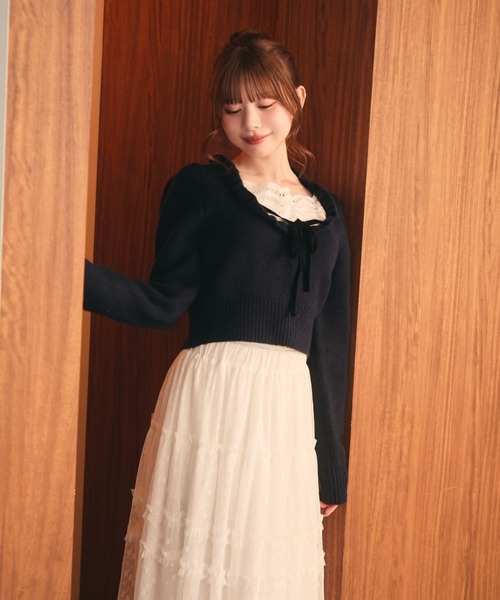 セブンテンフリルリボンニット新品 セール】フロントフリルリボンニット（ニット/セーター）｜TITTY&CO