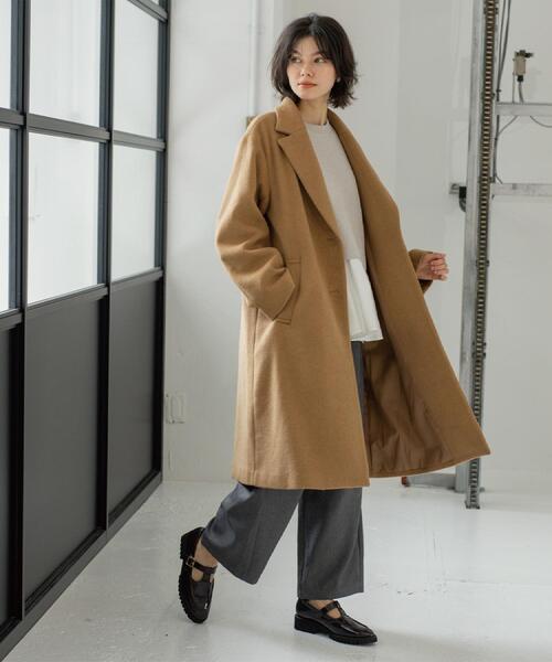 OPAQUE.CLIP（オペークドットクリップ）の「カシミヤブレンドウールチェスターコート（チェスターコート・レディース・キャメル/ブラック・36/38/40/42）」の10枚目の写真