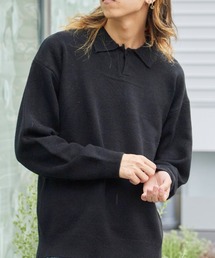 Theater code（シアターコード）の「Collar-style henley knit polo shirt / 襟付き ヘンリーネック ニットポロシャツ（ニット/セーター・レディース）」
