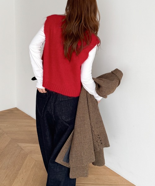 CANAL JEAN（キャナルジーン）の「El mar　クルーネックボタンベスト（ベスト・レディース・チャコールグレー/ネイビー/レッド・ONE SIZE）」の17枚目の写真