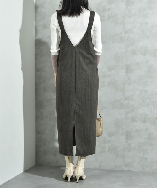 INTERPLANET（インタープラネット）の「ウール見えカットカルゼジャンスカ（ジャンパースカート・レディース・グレー/ブラウン・FREE）」の5枚目の写真