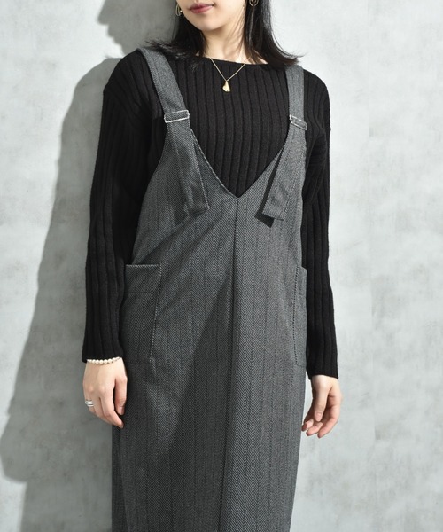 INTERPLANET（インタープラネット）の「ウール見えカットカルゼジャンスカ（ジャンパースカート・レディース・グレー/ブラウン・FREE）」の17枚目の写真