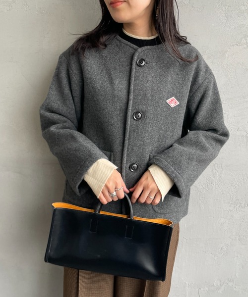 DANTON/ダントン] ウールライトパイル ノーカラージャケット（ノー