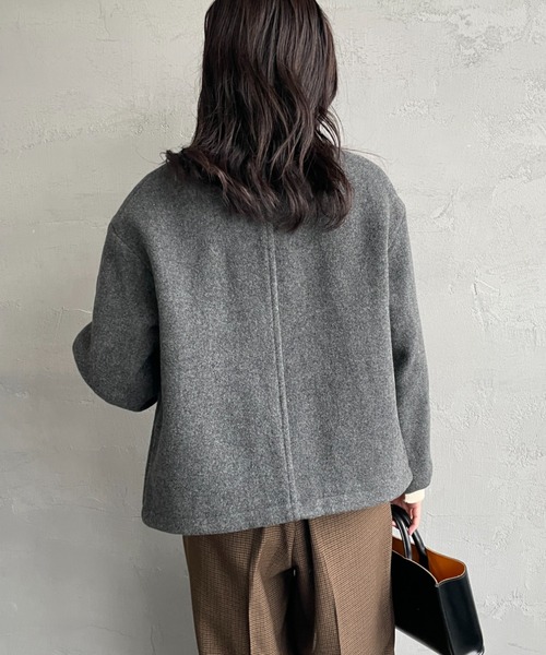 DANTON/ダントン] ウールライトパイル ノーカラージャケット（ノー