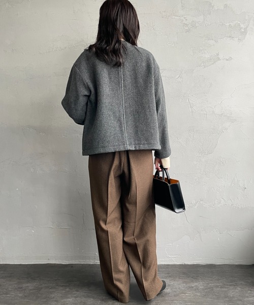 美品　ダントン　danton ノーカラー　ウールジャケット　グレー Danton（ダントン） ジャケット ノーカラージャケット ウールライト