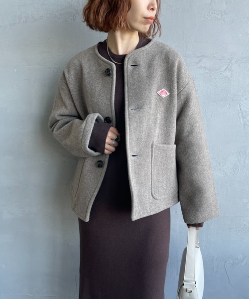 DANTON/ダントン] ウールライトパイル ノーカラージャケット（ノー