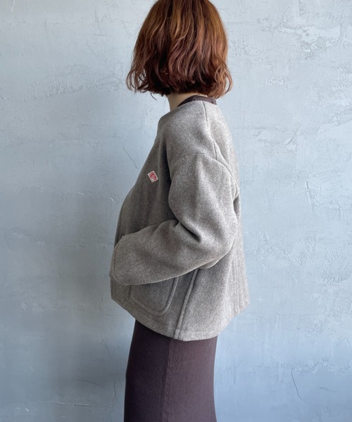 DANTON ウールライトパイル ノーカラージャケット　ウールコート DANTON/ダントン] ウールライトパイル ノーカラージャケット（ノー