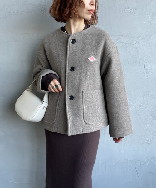 DANTON/ダントン] ウールライトパイル ノーカラージャケット（ノー