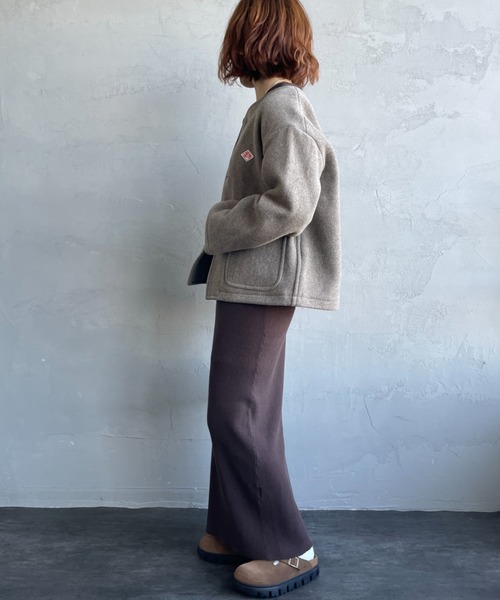 DANTON/ダントン] ウールライトパイル ノーカラージャケット（ノー