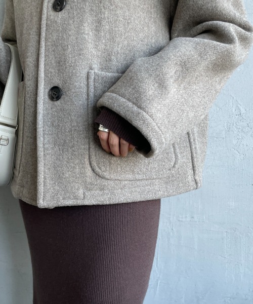 美品　ダントン　danton ノーカラー　ウールジャケット　グレー Danton（ダントン） ジャケット ノーカラージャケット ウールライト