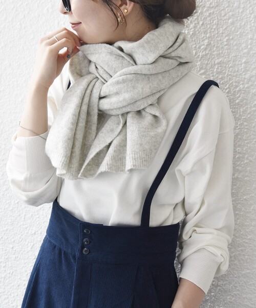 SHIPS any（シップス エニィ）の「SHIPS any:〈手洗い可能〉メランジ ニット ストール（ストール/ショール・レディース・ベージュ/ライトグレー・ONE SIZE）」の3枚目の写真