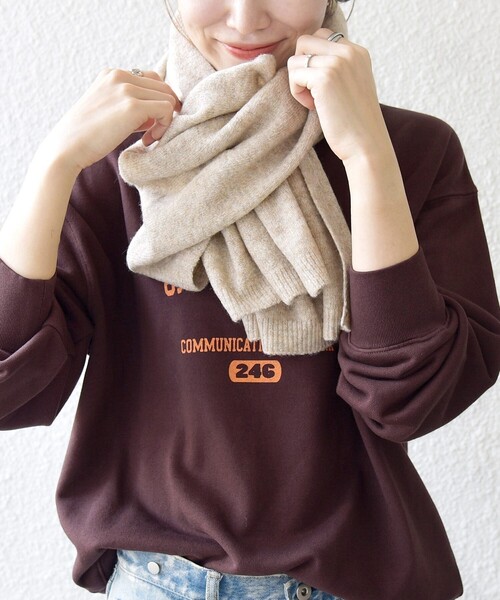 SHIPS any（シップス エニィ）の「SHIPS any:〈手洗い可能〉メランジ ニット ストール（ストール/ショール・レディース・ベージュ/ライトグレー・ONE SIZE）」の6枚目の写真