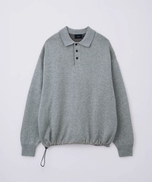 【SLICK/スリック】Sweat Like Drawstring Polo Knit/スウェットライクドロストポロニット / ダブルフェイス