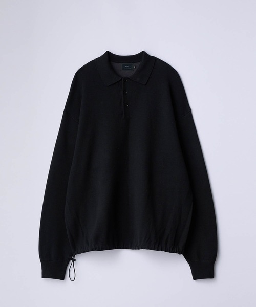 SLICK（スリック）の「【SLICK/スリック】Sweat Like Knit Drawstring Polo/スウェットライクドロストポロニット / ダブルフェイス（ニット/セーター・メンズ・ヘザーグレー/ブラック/ブラウン・1/2/3）」の4枚目の写真
