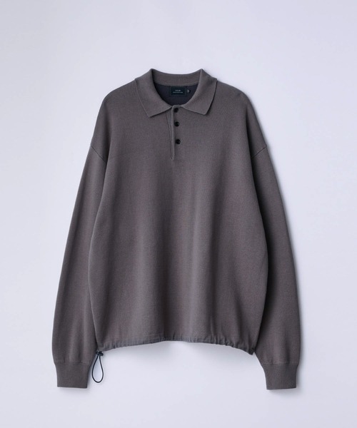 SLICK（スリック）の「【SLICK/スリック】Sweat Like Knit Drawstring Polo/スウェットライクドロストポロニット / ダブルフェイス（ニット/セーター・メンズ・ヘザーグレー/ブラック/ブラウン・1/2/3）」の8枚目の写真