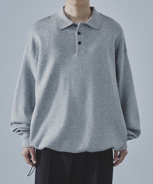 SLICK（スリック）の「【SLICK/スリック】Sweat Like Knit Drawstring Polo/スウェットライクドロストポロニット / ダブルフェイス（ニット/セーター・メンズ・ヘザーグレー/ブラック/ブラウン・1/2/3）」の11枚目の写真