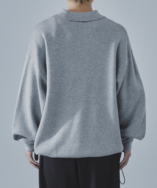 SLICK（スリック）の「【SLICK/スリック】Sweat Like Knit Drawstring Polo/スウェットライクドロストポロニット / ダブルフェイス（ニット/セーター・メンズ・ヘザーグレー/ブラック/ブラウン・1/2/3）」の13枚目の写真
