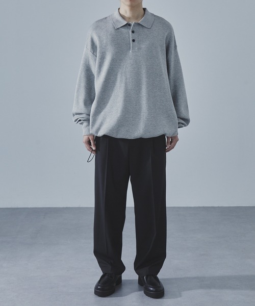 SLICK（スリック）の「【SLICK/スリック】Sweat Like Knit Drawstring Polo/スウェットライクドロストポロニット / ダブルフェイス（ニット/セーター・メンズ・ヘザーグレー/ブラック/ブラウン・1/2/3）」の15枚目の写真