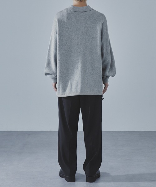 SLICK（スリック）の「【SLICK/スリック】Sweat Like Knit Drawstring Polo/スウェットライクドロストポロニット / ダブルフェイス（ニット/セーター・メンズ・ヘザーグレー/ブラック/ブラウン・1/2/3）」の16枚目の写真