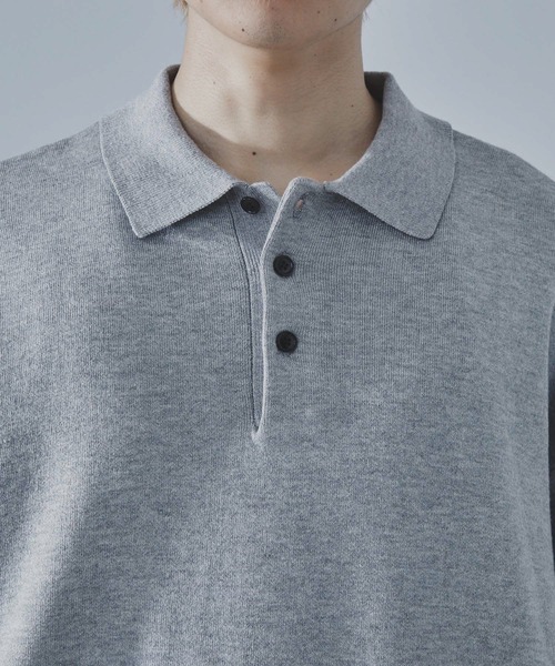 SLICK（スリック）の「【SLICK/スリック】Sweat Like Knit Drawstring Polo/スウェットライクドロストポロニット / ダブルフェイス（ニット/セーター・メンズ・ヘザーグレー/ブラック/ブラウン・1/2/3）」の18枚目の写真