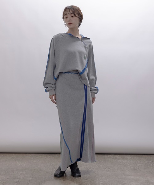 Eimee Law（エイミーロウ）の「配色ボアスウェット ジップフーディ（パーカー・レディース・ライトグレー/オートミール/ネイビー・FREE）」の4枚目の写真