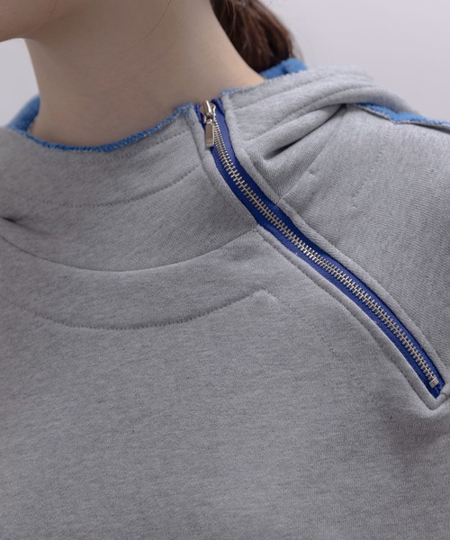 Eimee Law（エイミーロウ）の「配色ボアスウェット ジップフーディ（パーカー・レディース・ライトグレー/オートミール/ネイビー・FREE）」の13枚目の写真