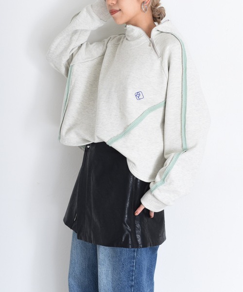 Eimee Law（エイミーロウ）の「配色ボアスウェット ジップフーディ（パーカー・レディース・ライトグレー/オートミール/ネイビー・FREE）」の22枚目の写真