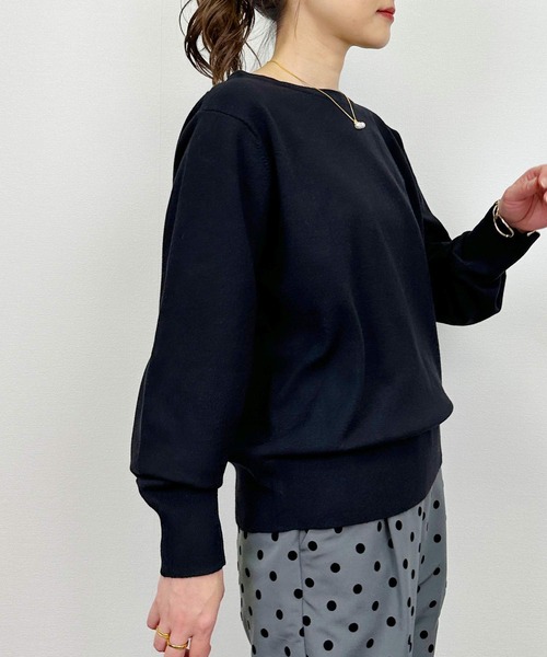 Lo-Fi（ローファイ）の「【WASHABLE】ストレッチラウンドネックセーター（ニット/セーター・レディース・ネイビー/アイボリー/ブラック・M）」の12枚目の写真