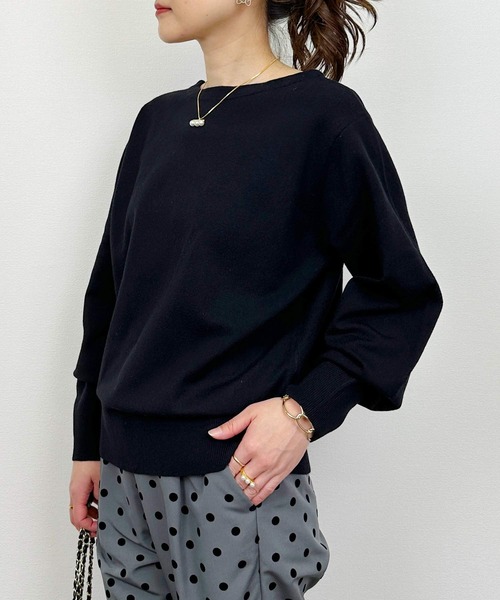 Lo-Fi（ローファイ）の「【WASHABLE】ストレッチラウンドネックセーター（ニット/セーター・レディース・ネイビー/アイボリー/ブラック・M）」の14枚目の写真