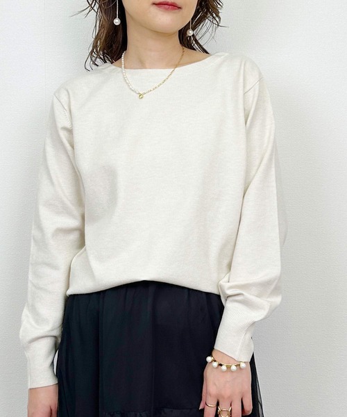 Lo-Fi（ローファイ）の「【WASHABLE】ストレッチラウンドネックセーター（ニット/セーター・レディース・ネイビー/アイボリー/ブラック・M）」の4枚目の写真