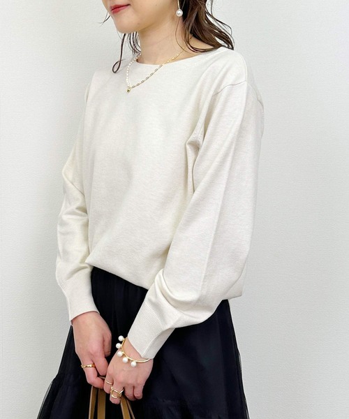 Lo-Fi（ローファイ）の「【WASHABLE】ストレッチラウンドネックセーター（ニット/セーター・レディース・ネイビー/アイボリー/ブラック・M）」の5枚目の写真