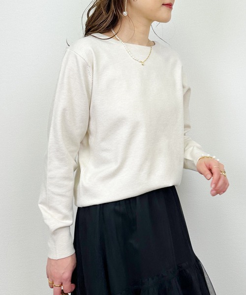 Lo-Fi（ローファイ）の「【WASHABLE】ストレッチラウンドネックセーター（ニット/セーター・レディース・ネイビー/アイボリー/ブラック・M）」の7枚目の写真