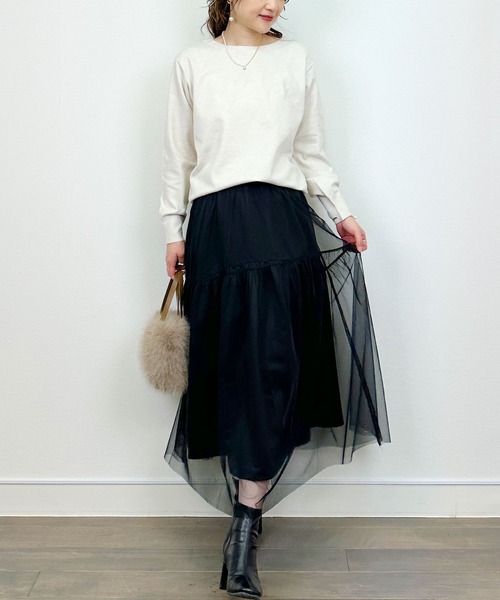 Lo-Fi（ローファイ）の「【WASHABLE】ストレッチラウンドネックセーター（ニット/セーター・レディース・ネイビー/アイボリー/ブラック・M）」の8枚目の写真