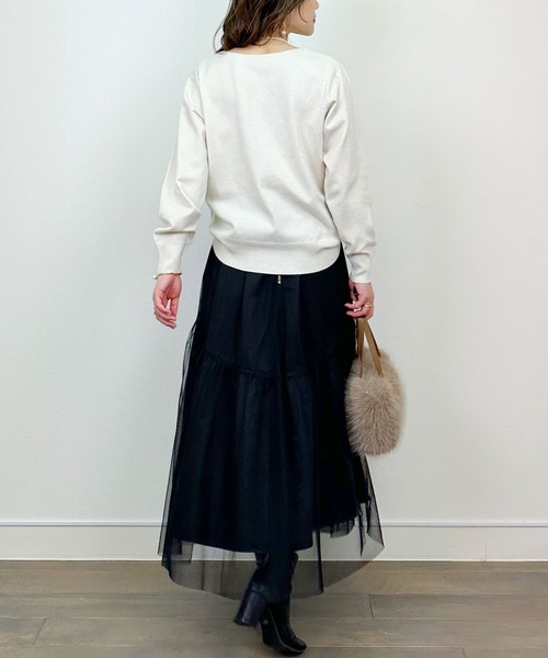 Lo-Fi（ローファイ）の「【WASHABLE】ストレッチラウンドネックセーター（ニット/セーター・レディース・ネイビー/アイボリー/ブラック・M）」の10枚目の写真