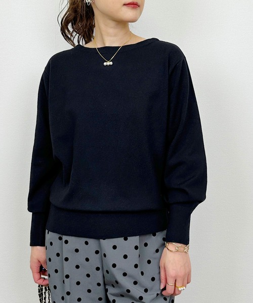 Lo-Fi（ローファイ）の「【WASHABLE】ストレッチラウンドネックセーター（ニット/セーター・レディース・ネイビー/アイボリー/ブラック・M）」の11枚目の写真