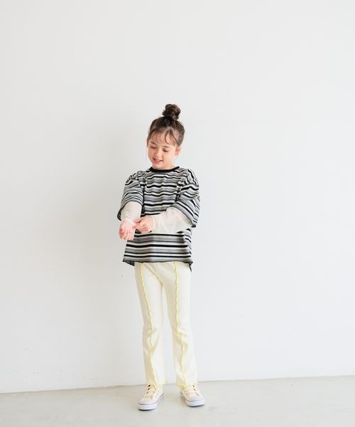 BAYFLOW（ベイフロー）の「[配色メロー☆]フレアレギンス(KIDS)（レギンス/スパッツ・キッズ・アイボリー/ライトグレー/ブラウン/ブラック・120cm/110cm/150cm/140cm/130cm/100cm）」の5枚目の写真