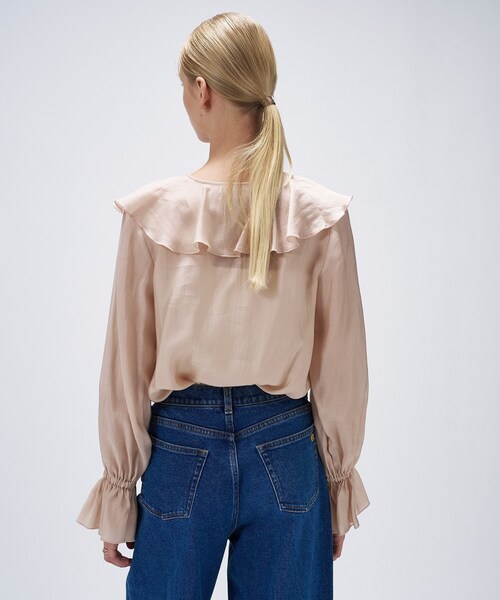 cloenc(クロエンス)の「【手洗い可】ラッフルフリルブラウス(シャツ/ブラウス・レディース・オフホワイト/ブラウン系/サンドベージュ・02)」の12枚目の写真