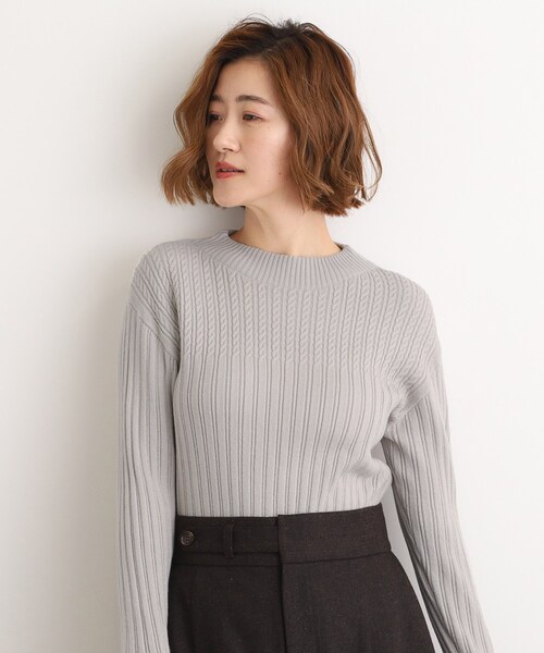 セール】【石川梨華さん着用】ミニケーブルニット【毛玉軽減／洗える