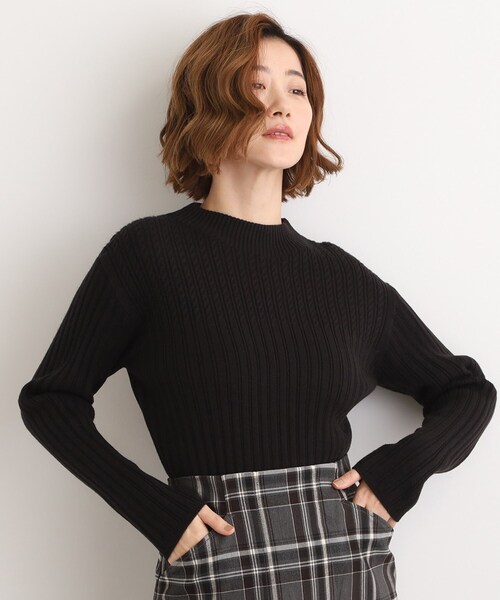 grove（グローブ）の「【毛玉軽減／洗える】ミニケーブルニット（ニット/セーター・レディース・ライトグレー系9/グリーン/パープル/オフホワイト/ブラック・02/03/01/04/05）」の8枚目の写真