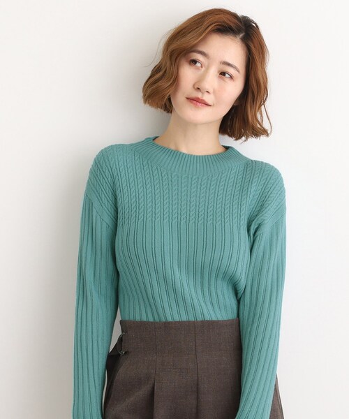 grove（グローブ）の「【毛玉軽減／洗える】ミニケーブルニット（ニット/セーター・レディース・ライトグレー系9/グリーン/パープル/オフホワイト/ブラック・02/03/01/04/05）」の12枚目の写真