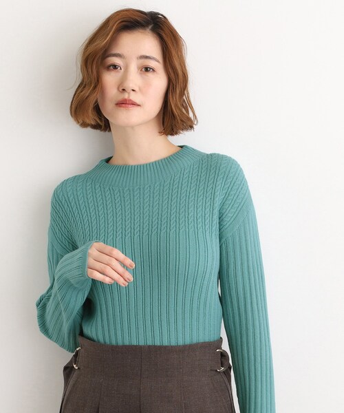 セール】【石川梨華さん着用】ミニケーブルニット【毛玉軽減／洗える