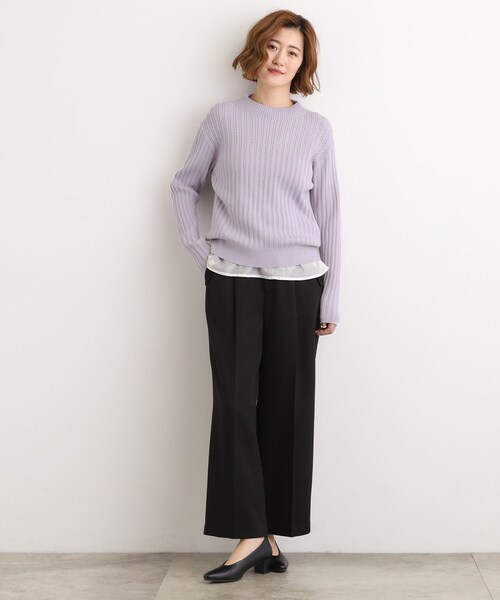 grove（グローブ）の「【毛玉軽減／洗える】ミニケーブルニット（ニット/セーター・レディース・ライトグレー系9/グリーン/パープル/オフホワイト/ブラック・02/03/01/04/05）」の19枚目の写真